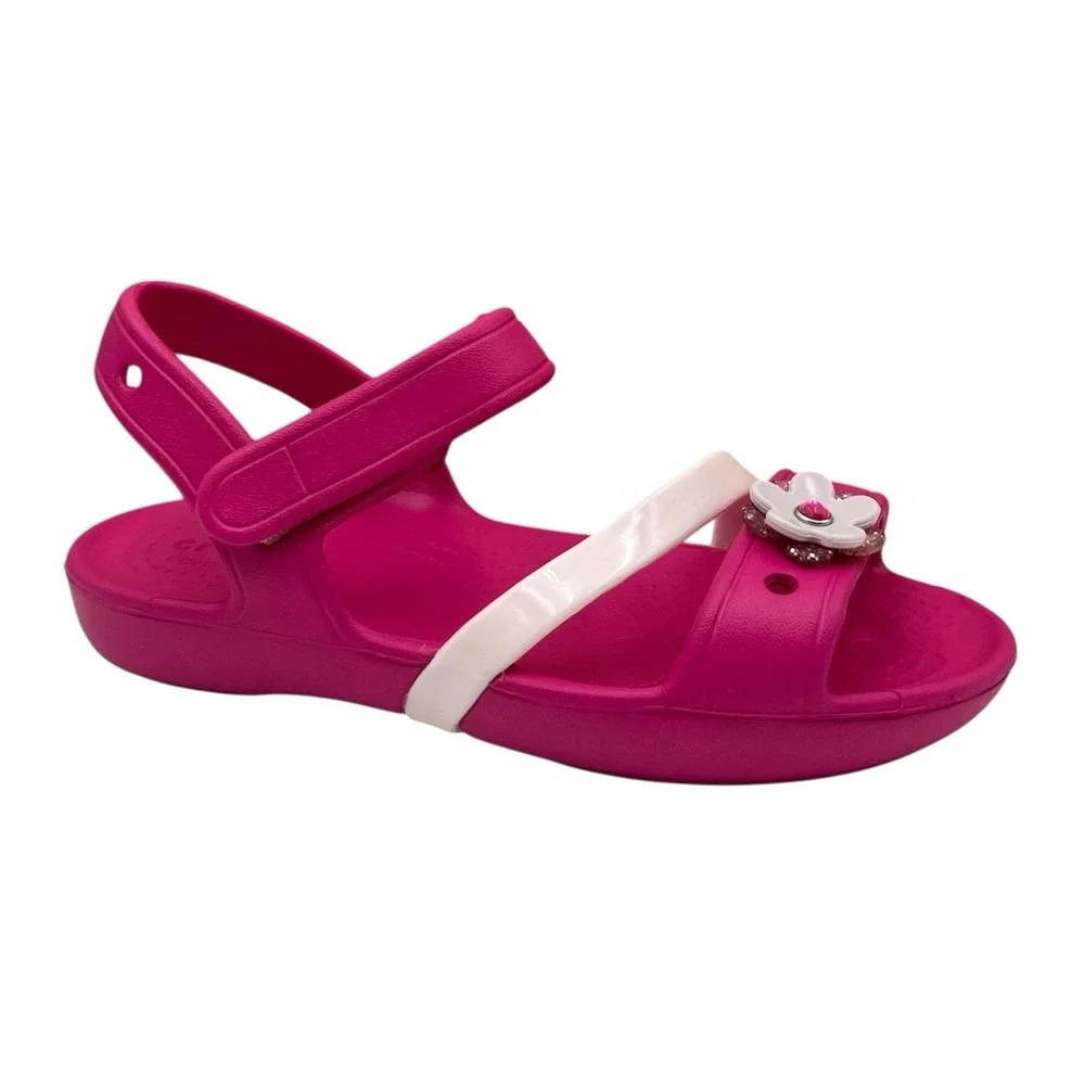 Crocs Lina Charm Girls Sandals Size 11 Candy Pink Water Friendly Lightweight